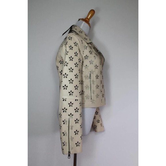 $6250 STUNNING NWT BURBERRY MOTO LAMBSKIN LEATHER LASER CUT JACKET COAT 6 S NEW! - Picture 5 of 10